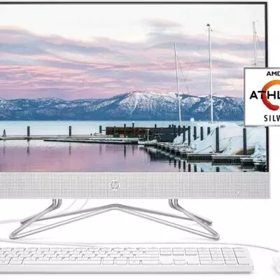 HP 24-inch All-in-One Desktop Computer, AMD Athlon Silver 3050U Processor, 8 GB RAM, 256 GB SSD, Windows 10 Home (24-dd0010, White)